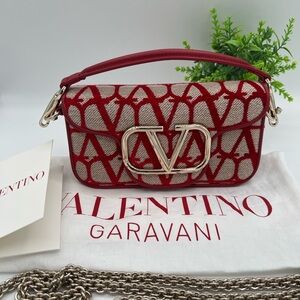 Valentino Garavani Red Logo Jacquard Shoulder Bag